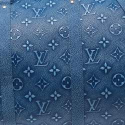 Louis Vuitton Blue Washed Monogram Empreinte Leather Keepall Bandoulière 50 Bag