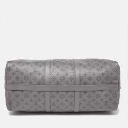 Louis Vuitton Anthracite Grey Monogram Shadow Leather Keepall Bandoulière 50 Bag