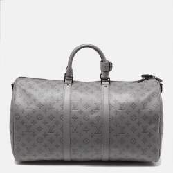 Louis Vuitton Anthracite Grey Monogram Shadow Leather Keepall Bandoulière 50 Bag