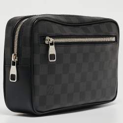 Pre Owned Louis Vuitton Damier Graphite And Leather Kasai Wristlet Bag