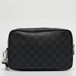 Pre Owned Louis Vuitton Damier Graphite And Leather Kasai Wristlet Bag