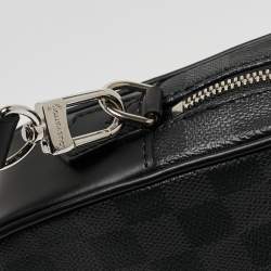 Pre Owned Louis Vuitton Damier Graphite And Leather Kasai Wristlet Bag