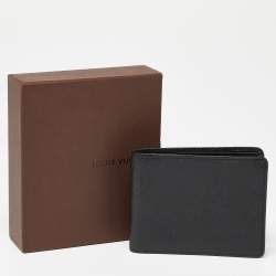 Pre Owned Louis Vuitton Black Taiga Leather Bifold Wallet