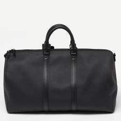 Louis Vuitton Black Aerogram Leather Keepall Bandoulière 50 Bag