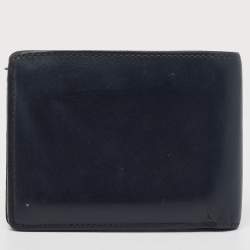 Pre Owned Louis Vuitton Navy Blue Leather Bifold Wallet