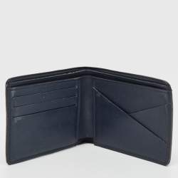 Pre Owned Louis Vuitton Navy Blue Leather Bifold Wallet