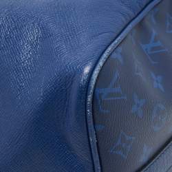Louis Vuitton Pacific Blue Taiga Leather and Monogram Eclipse Canvas Keepall Bandouliere 50 