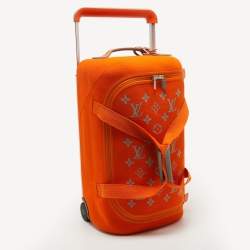 Louis Vuitton Orange Monogram Knit Horizon Soft Duffle 55 Rolling Luggage