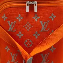 Louis Vuitton Orange Monogram Knit Horizon Soft Duffle 55 Rolling Luggage