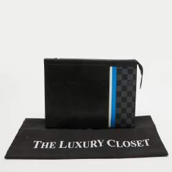 Louis Vuitton Black Epi Damier Graphite Pochette Voyage MM Pouch