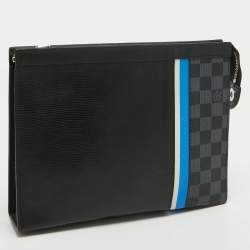Louis Vuitton Black Epi Damier Graphite Pochette Voyage MM Pouch