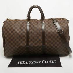 Louis Vuitton Damier Ebene Canvas Keepall Bandouliere 55 Bag