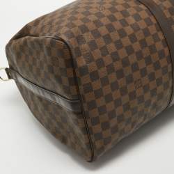 Louis Vuitton Damier Ebene Canvas Keepall Bandouliere 55 Bag