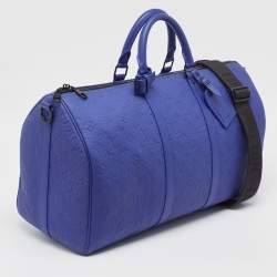 Louis Vuitton Racing Blue Monogram Empreinte Leather Keepall Bandoulière 50 