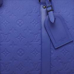 Louis Vuitton Racing Blue Monogram Empreinte Leather Keepall Bandoulière 50 