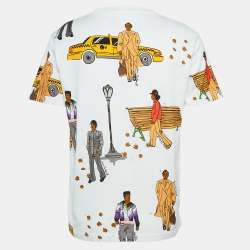 مملوكة مسبقًا Louis Vuitton White Printed Cotton Knit T-Shirt M