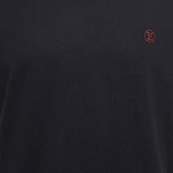 مملوكة مسبقًا Louis Vuitton Black Cotton Logo Embroidered Jersey T-Shirt XL