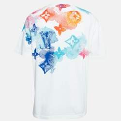 Louis Vuitton White Logo Watercolor Cotton Knit T-Shirt XXL
