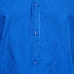 Louis Vuitton Blue Monogram Jacquard Cotton Button-Up Shirt S