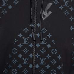 Louis Vuitton Black Monogram Print Jersey Zip-Up Hoodie M