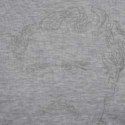 Pre Owned Louis Vuitton Grey Printed Jersey Crew Neck T-Shirt XS