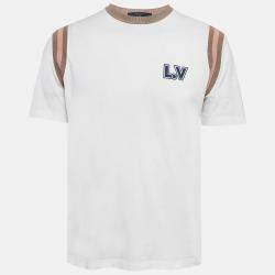 Pre Owned Louis Vuitton White Aloha Print Cotton Knit T-Shirt M
