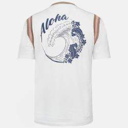 Pre Owned Louis Vuitton White Aloha Print Cotton Knit T-Shirt M