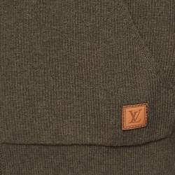 Louis Vuitton Green Rib Knit Wool Blend Shawl Collar Cardigan L