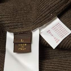Louis Vuitton Green Rib Knit Wool Blend Shawl Collar Cardigan L
