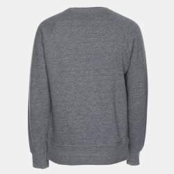 Louis Vuitton Light Blue Cotton Knit LV Embroidered Crew Neck Sweatshirt M