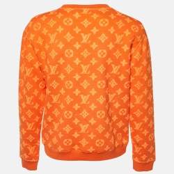 Pre Owned Louis Vuitton Orange Monogram Knit Crew Neck Sweatshirt M