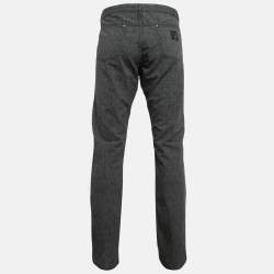مملوكة مسبقًا Louis Vuitton Grey Patterned Cotton Straight Leg Trousers XXL