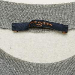 مملوكة مسبقًا Louis Vuitton X Nigo Grey Logo Heart Print Cotton Knit Sweatshirt L