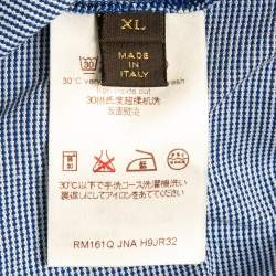 Pre Owned Louis Vuitton Blue Patterned Knit Polo T-Shirt XL