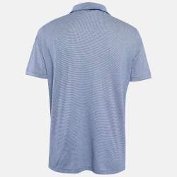 Pre Owned Louis Vuitton Blue Patterned Knit Polo T-Shirt XL