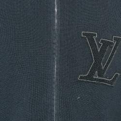 Louis Vuitton Navy Blue LV Patch Rib Knit Zip Up Jacket XS
