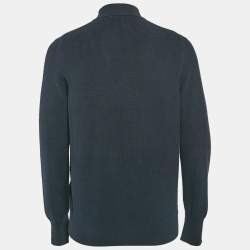 Louis Vuitton Navy Blue LV Patch Rib Knit Zip Up Jacket XS