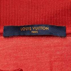 Pre Owned Louis Vuitton Red LV Embroidered Pique Cotton Polo T-Shirt S