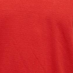 Pre Owned Louis Vuitton Red LV Embroidered Pique Cotton Polo T-Shirt S
