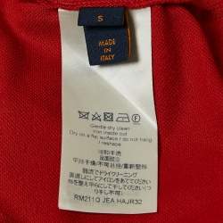 Pre Owned Louis Vuitton Red LV Embroidered Pique Cotton Polo T-Shirt S
