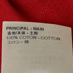 Pre Owned Louis Vuitton Red LV Embroidered Pique Cotton Polo T-Shirt S