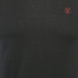 Louis Vuitton Black LV Embroidered Jersey V-Neck T-Shirt XS
