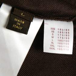 Pre Owned Louis Vuitton Brown Cotton Damier Ebene Detailed Polo T-Shirt L