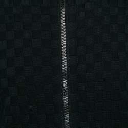 Louis Vuitton Navy Blue Wool Damier Knit Zip-Up Jacket XS