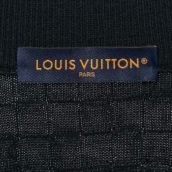 Louis Vuitton Navy Blue Wool Damier Knit Zip-Up Jacket XS