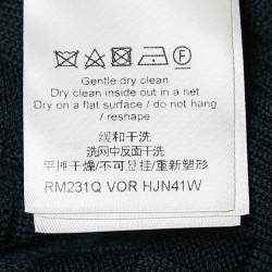 Louis Vuitton Navy Blue Wool Damier Knit Zip-Up Jacket XS
