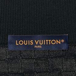 Louis Vuitton Navy Blue Wool Damier Knit Zip-Up Jacket XS