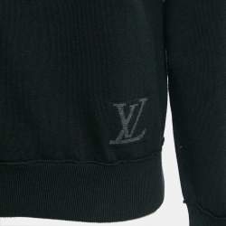 Louis Vuitton Black Logo Intarsia Rib Knit Zip-Up Jacket L