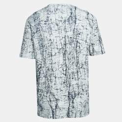 Pre Owned Louis Vuitton White/Blue Abstract Print Jersey Crew Neck T-Shirt XL