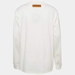 Pre Owned Louis Vuitton White LVM Embossed Cotton Knit Sweatshirt XL